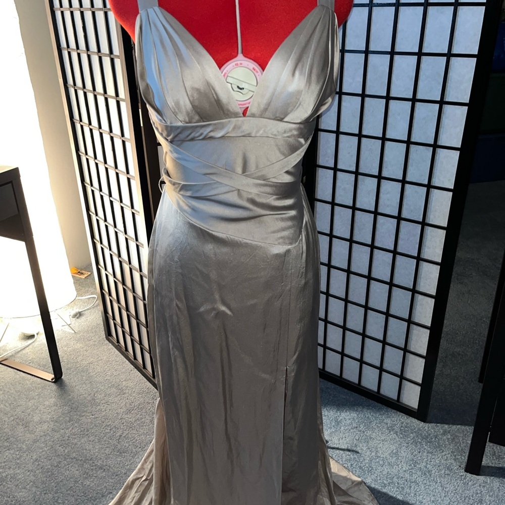 Elegant Silver Evening Gown